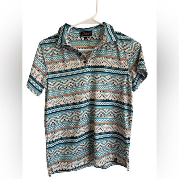 Rafter C Other - Rafter C Geometric Polo in Blue and Cream